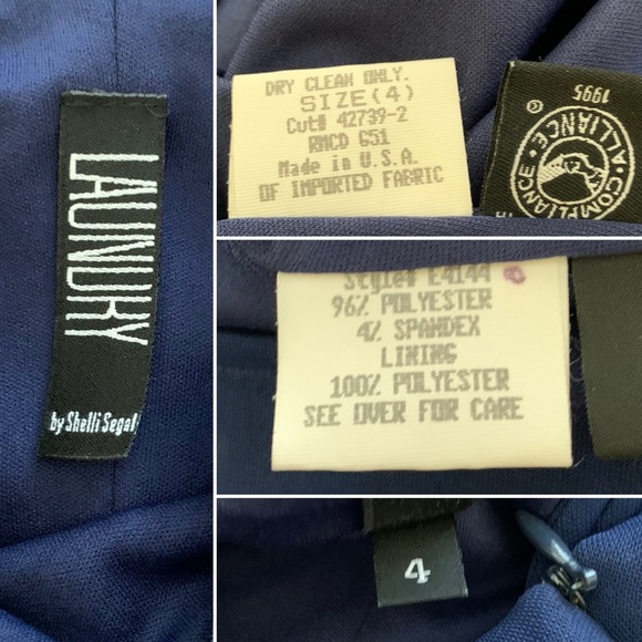 Vintage 90s Laundry Navy Blue Strappy Maxi Dress Gown sz 4 Minimalist - Picture 11 of 11